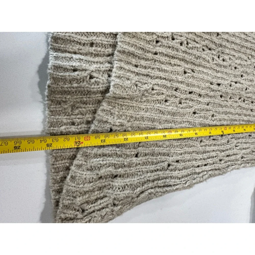 Free People Open Knit Sweater Taupe Pullover Long Sleeve Women's Size S‎